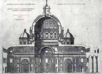 Etienne Duperac's cross section of Michelangelo Plan for St Peter's