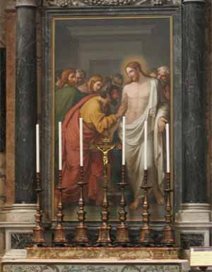 The altar of St Thomas the Apostle in St Peter's, showing the scene of his disbelief